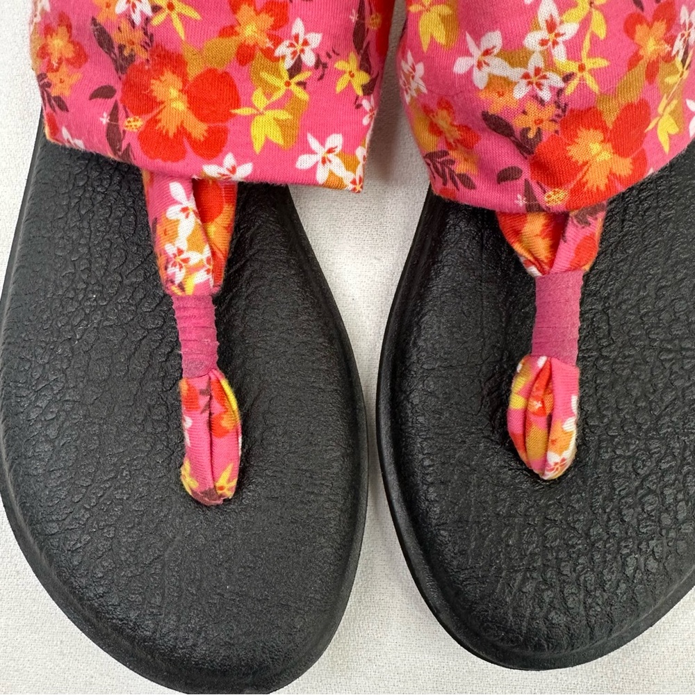 Sanuk Pink Floral Women's Yoga Sling Sandals 7 - Picture 4 of 12